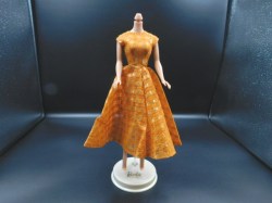 946 BARBIE DINNER AT EIGHT 1963 - 64 HOSTESS GOWN , ORANGE JUMPSUIT, CORK GOLD WEDGIES COMPLETE